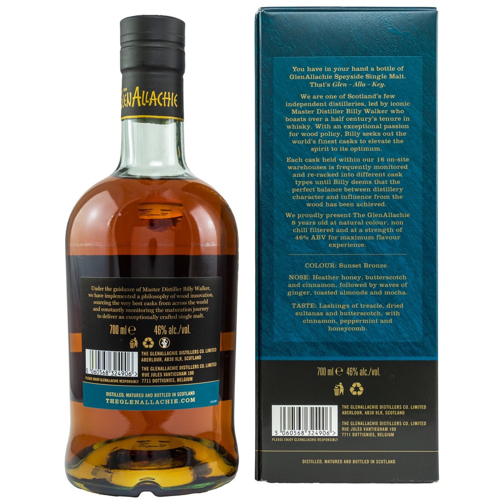 The GlenAllachie 8 Years Old PX & Oloroso Sherry Puncheons, Virgin Oak Casks, Red Wine Barriques 46% Vol. 0,7l