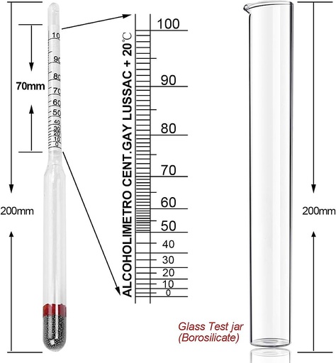 [P0000010] Alkoholmeter für 25-60% vol mit Standzylinder