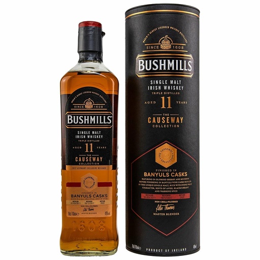 [P0000483]  Bushmills 11 Years Old - The Causeway Collection 2022 - Banyuls Cask Finish - Irish Single Malt Whiskey 46% Vol. 0,7l